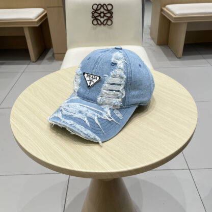 Prada denim inverted triangle baseball cap - Image 2