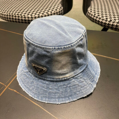 Prada Denim Triangle Bucket Hat - Image 2