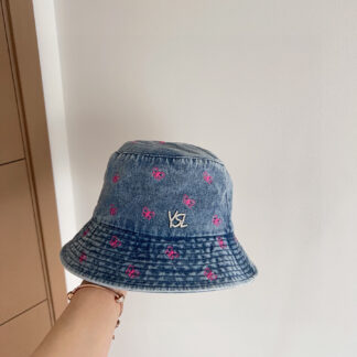 Saint Laurent contrast embroidered denim bucket hat