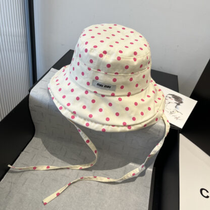 Miu Miu Casual Polka Dot Bucket Hat Sun Hat - Image 3