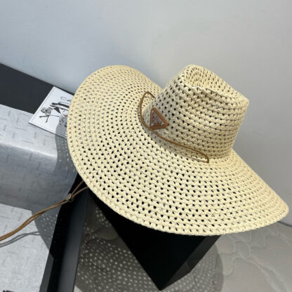 Prada Sunshade Large Straw Hat - Image 2