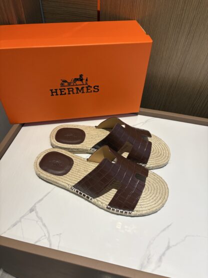 Hermes brown comfortable all-match non-slip breathable casual slippers - Image 2