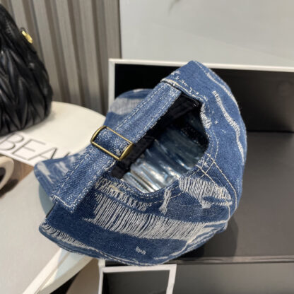 Calvin Kleinf washed distressed denim baseball cap - Image 2
