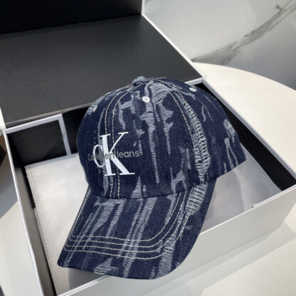 Calvin Kleinf washed distressed denim baseball cap - Image 2