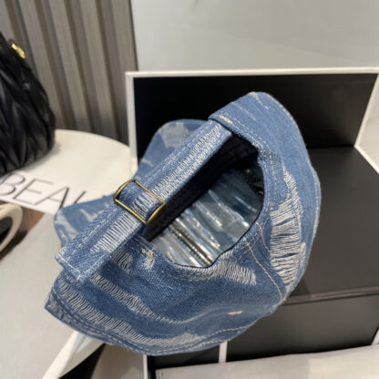 Calvin Kleinf washed distressed denim baseball cap - Image 2