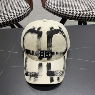 Balenciaga niche graffiti double B denim baseball cap
