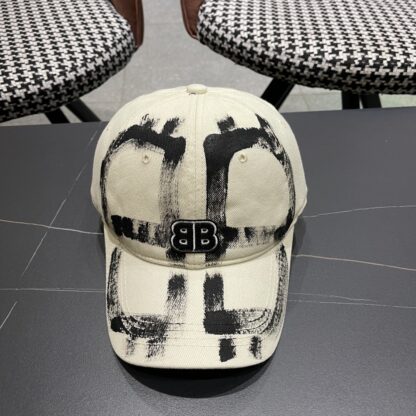 Balenciaga niche graffiti double B denim baseball cap