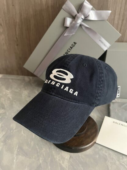 Balenciaga trendy double logo embroidered baseball cap on the front - Image 2