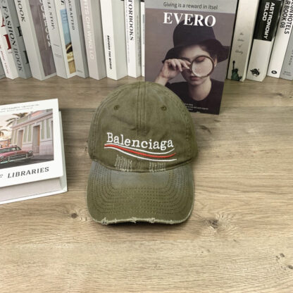 Balenciaga letter embroidered soft top washed distressed cut hole personalized baseball cap - Image 2