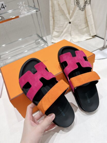 Hermès Spring and Summer New Pink Orange Comfort Slippers - Image 2