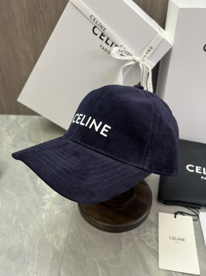 Cotton velvet baseball cap with Celine logo patch - Image 2