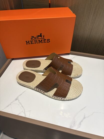 Hermes dark brown comfortable all-match non-slip breathable casual slippers - Image 2