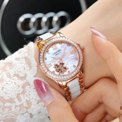 Chanel diamond-set literal hollow flower braid design watch - Image 2