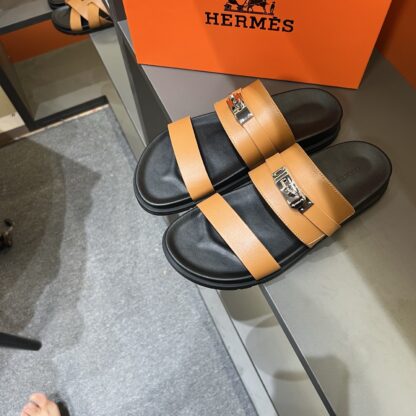 Hermes summer orange high-end comfortable slippers - Image 2