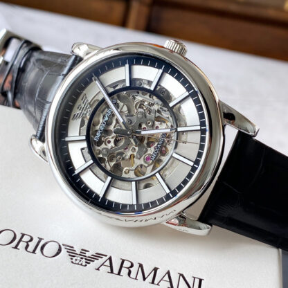 Armani 1981 Silver Hollow Transparent Strap Automatic Mechanical Watch - Image 3