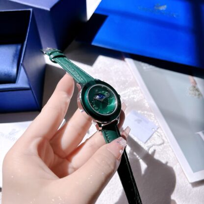 Swarovski Sky Moon Phase Quartz Leather Watch - Image 2