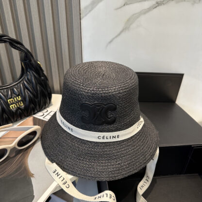 Celine simple raffia densely woven straw hat - Image 2