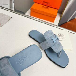 Hermès Spring and Summer Blue Daily Home Travel Holiday Essential Slippers