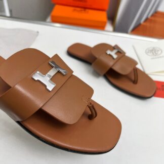 Hermes spring and summer dark brown daily home travel vacation essential slippers
