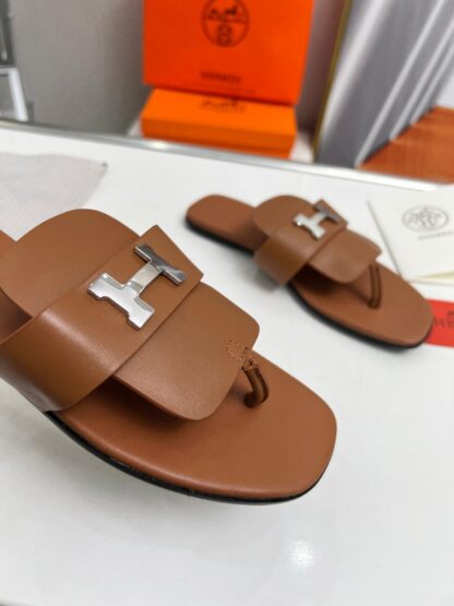 Hermes spring and summer dark brown daily home travel vacation essential slippers