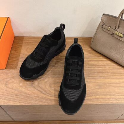 Hermes couple black casual sports shoes - Image 2