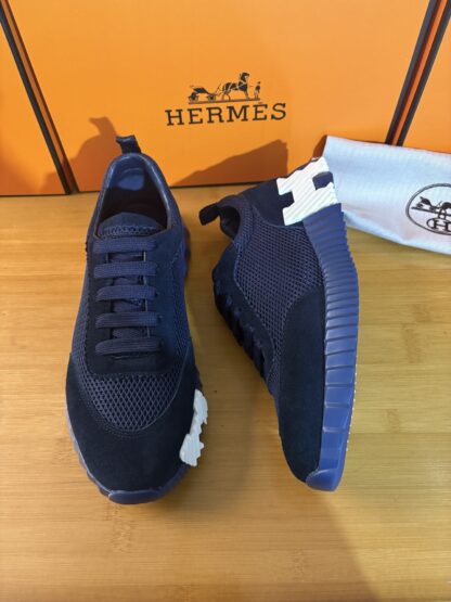 Hermès classic dark blue couple breathable casual sports shoes - Image 2