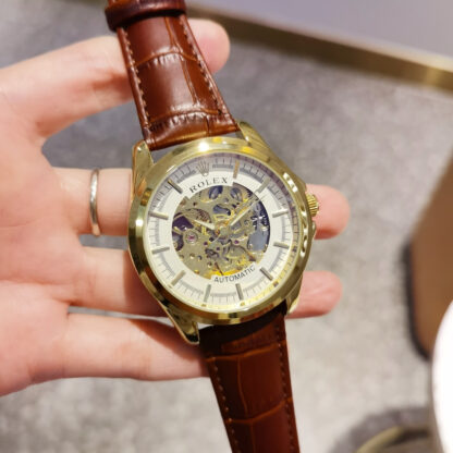 Rolex genuine leather strap + double push butterfly buckle - Image 2