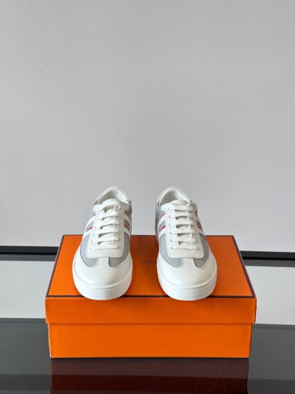 Hermes white and gray high-end men's low-top thick-soled casual sports shoes - Image 2