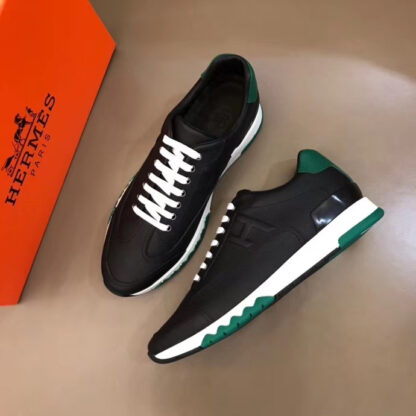 Hermès Paris catwalk simple classic black and green casual shoes - Image 2