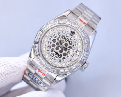 The Rolex square diamond bezel features a hollowed-out diamond-encrusted design - Image 2