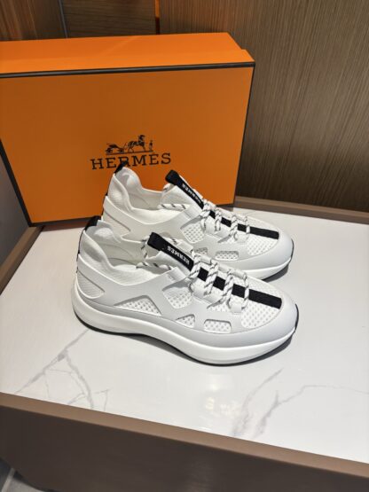 Hermes white and black fashion simple casual sports shoes - Image 2