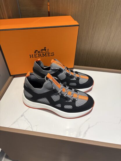 Hermes black and gray stylish simple casual sports shoes - Image 2