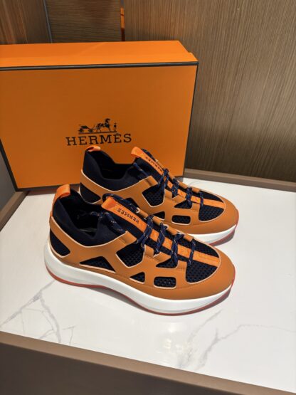 Hermes orange blue fashion simple casual sports shoes - Image 2