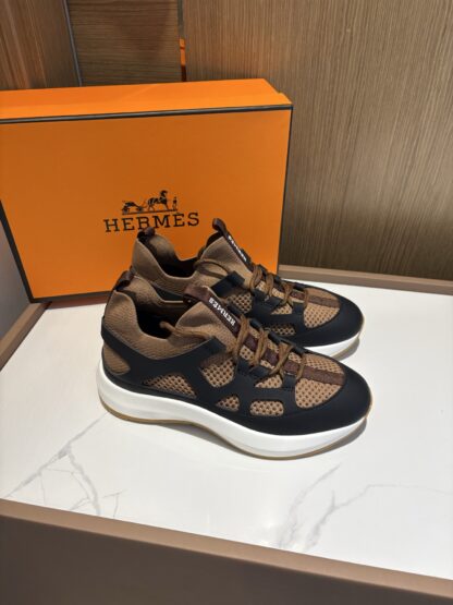 Hermes brown and black stylish simple casual sports shoes - Image 2