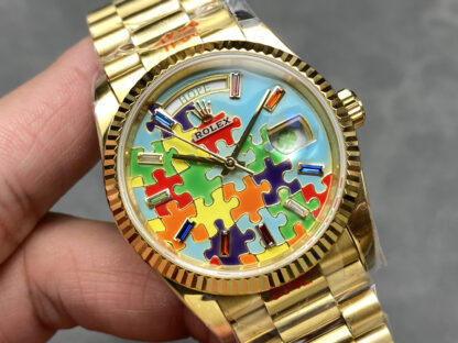 Rolex Oyster Perpetual Day-Date with Mosaic enamel dial - Image 2