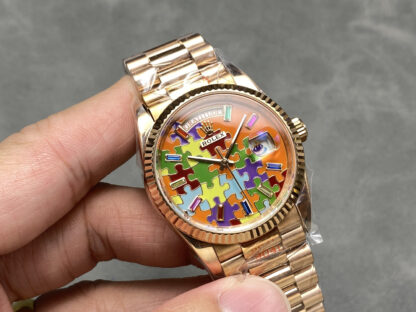Rolex Oyster Perpetual Day-Date with Mosaic enamel dial - Image 2