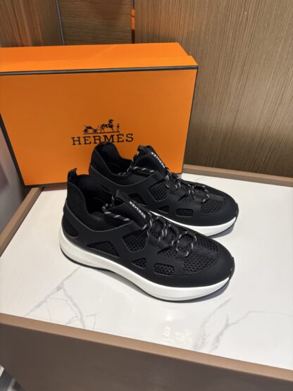 Hermes black stylish simple casual sports shoes - Image 2