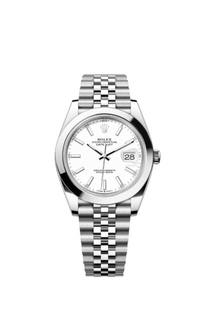 Rolex 41mm Datejust white case beveled bezel five-bead strap - Image 2