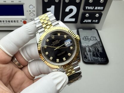 Rolex 41mm stainless steel gold diamond Datejust watch - Image 2