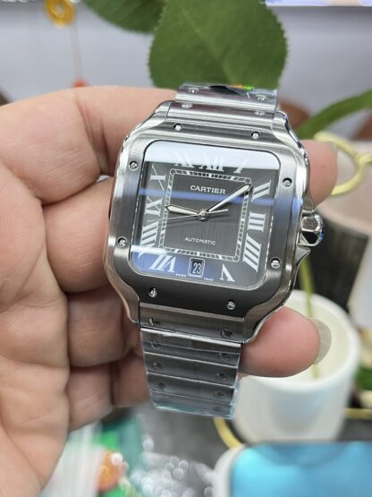 Cartier Santos grey dial mechanical watch - Image 2