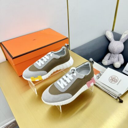 Hermès classic couple style gray-green color matching sports casual shoes - Image 2