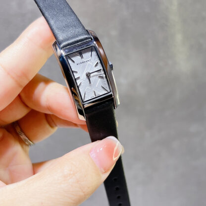 Burberry rectangular dial checked steel strap quartz women's watch - Image 2