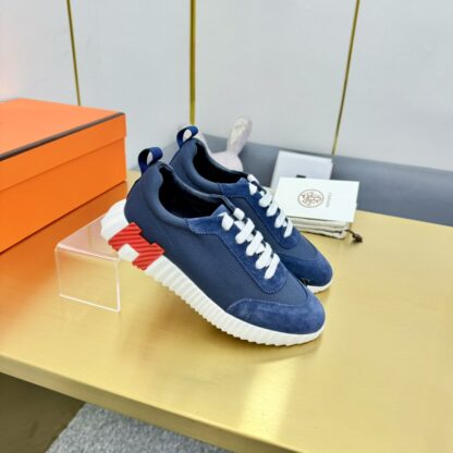 Hermès Spring and Summer Classic Couple Style White and Blue Colorblock Sports Casual Shoes - Image 2