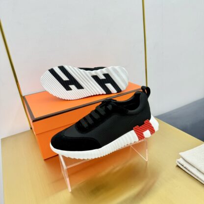 Hermès Spring and Summer Classic Couple Black and Red Sports Shoes - Image 2