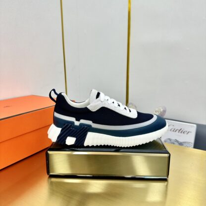 Hermès Spring and Summer Classic Couple Black and Blue Colorblock Sports Casual Shoes - Image 2