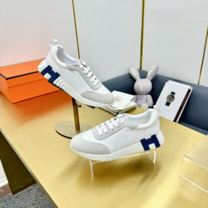 Hermès Spring and Summer Classic Couple Style Grey and Blue Colorblock Sports Casual Shoes - Image 2