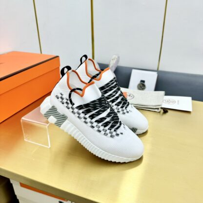 Hermès Spring and Summer Classic Couple Style British White and Orange Colorblock Sports Casual Shoes - Image 2