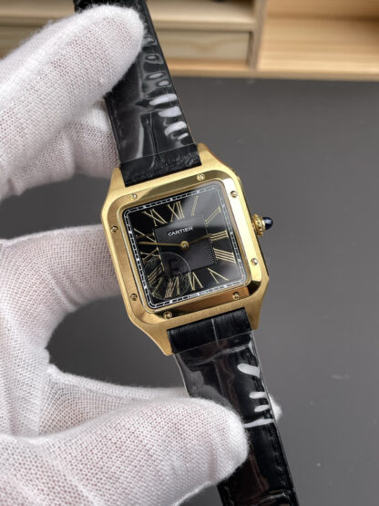 Cartier Santos black gold dial watch - Image 2