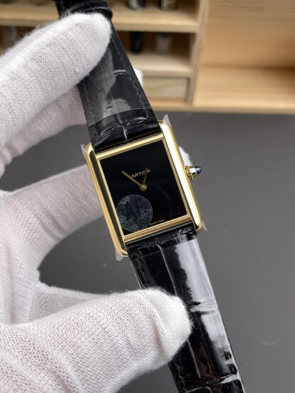Cartier Tank Gold Black Dial Watch - Image 2