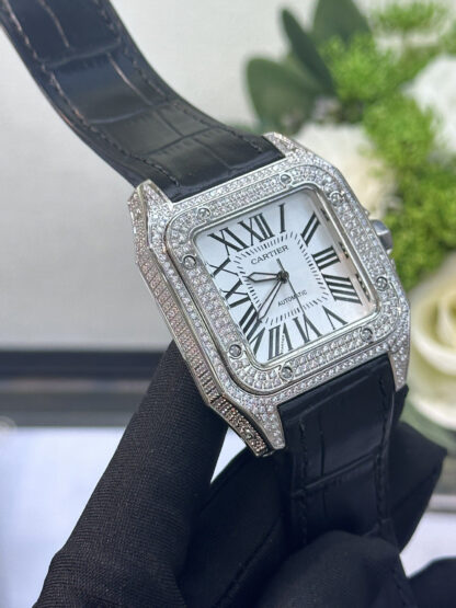 Cartier full diamond Santos mechanical watch - Image 2